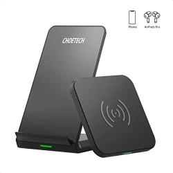 CHOETECH Wireless Charger (2 Pack),Qi-Certified 10W Max Fast Wireless Charging Pad Stand Bundle Compatible iPhone SE 2020/11/11 Pro/11 Pro Max/XS Max/XS/X, Samsung Galaxy S20+/Note 10, AirPods Pro