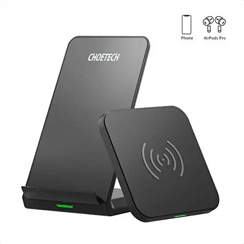 CHOETECH Wireless Charger (2 Pack),Qi-Certified 10W Max Fast Wireless Charging Pad Stand Bundle Compatible iPhone SE 2020/11/11 Pro/11 Pro Max/XS Max/XS/X, Samsung Galaxy S20+/Note 10, AirPods Pro