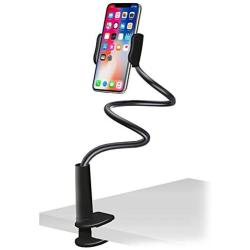 Aduro Solid-Grip Phone Holder for Desk - Adjustable Universal Gooseneck Smartphone Stand, with Durable Mount (Black)