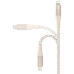 AmazonBasics Double Braided Nylon Lightning to USB Cable, Advanced Collection, MFi Certified Apple iPhone Charger, Gold, 4 Inch