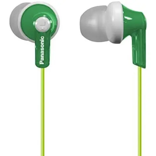 Panasonic ErgoFit In-Ear Earbud Headphones RP-HJE120-G (Green) Dynamic Crystal Clear Sound, Ergonomic Comfort-Fit