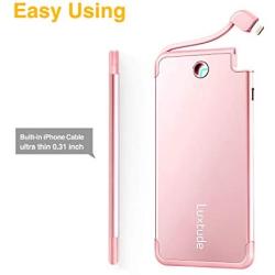 Luxtude PowerEasy Portable Charger for iPhone, 5000mAh Slim Power Bank, Portable iPhone Charger with Built in Cable (Apple Certified), Fast Charging Portable Phone Charger for iPhone11/X/7/6 Rosegold