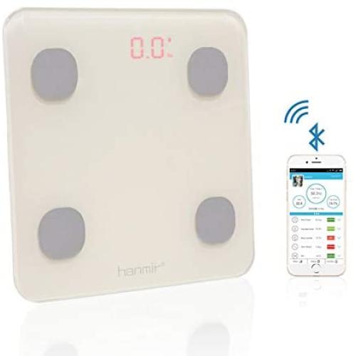 Hanmir Bluetooth Body Fat Scale,Smart BMI Scale Digital Bathroom Wireless Weight Scale, Body Composition Analyzer with Smartphone App, 330 lbs