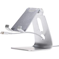 AmazonBasics Adjustable Aluminum Cell Phone Desk Stand for iPhone and Android, Silver