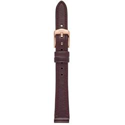 Fossil Womens 14mm Leather Watch Band, Color: Fig (Model: S141187), Rose Gold/Fig Brown Leather