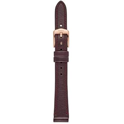 Fossil Womens 14mm Leather Watch Band, Color: Fig (Model: S141187), Rose Gold/Fig Brown Leather