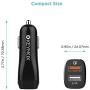 Keymox Fast Charge Car Charger, 30W Dual Port with Quick Charge 3.0 USB Cell Phone Car Adapter for iPhone 11 Pro Max, Samsung Note10+ / S10, Google Pixel 4 XL, iPad, AirPods Pro, and More-Black