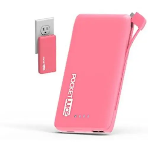 Tzumi PocketJuice Endurance AC - Battery Pack Portable Charger - 4,000 mAh High-Speed USB Port with Built in MicroUSB Cable - Compatible with iPhone & Android (Pink) Tzumi PocketJuice Endurance AC - Battery Pack Portable Charger - 4,000 mAh High-Speed USB Port with Built in MicroUSB Cable - Compatible with iPhone & Android (Pink)