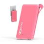 Tzumi PocketJuice Endurance AC - Battery Pack Portable Charger - 4,000 mAh High-Speed USB Port with Built in MicroUSB Cable - Compatible with iPhone & Android (Pink)