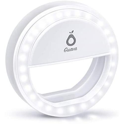 Selfie Ring Light Rechargeable-Phone Ring Light Clip On for iPhone Tablet Computer Camera Photography Video-Adjustable Brightness 36 LED Camera Circle Light- Portable Selfie Fill Ring Selfies -White