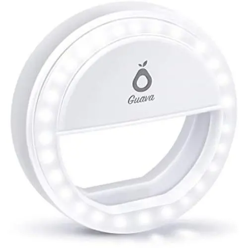 Selfie Ring Light Rechargeable-Phone Ring Light Clip On for iPhone Tablet Computer Camera Photography Video-Adjustable Brightness 36 LED Camera Circle Light- Portable Selfie Fill Ring Selfies -White