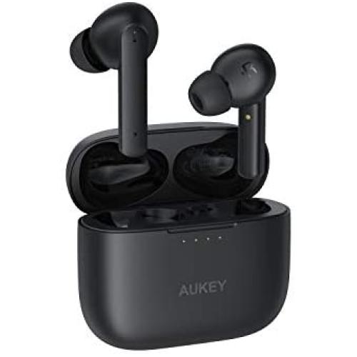 AUKEY True Wireless Earbuds Active Noise Cancelling Bluetooth 5, with 4 Built-in Mics for Clear Calls, USB-C Quick Charge, 35-Hour Playtime, IPX5 Waterproof