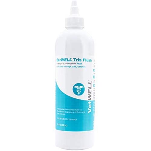 VetWELL Dog Ear Cleaner Solution & Infection Treatment for Dogs & Cats, Anti-Fungal Tris Otic Cleanser Drops Eliminates Yeast, Odor Helps Relieve Infections Due to Yeast, Mites & Bacteria - 12oz