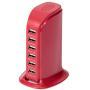 6-Port USB Wall Charger Desktop Charging Station Quick Charge 2.1,Compatible with Tablets Smartphones and More(Coral red)