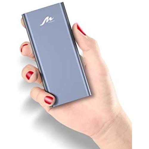 Updated 25000mAh Power Bank for Phone, Ultra Compact Portable Charger External Battery Pack for Cell Phone with USB C/ A in Dual Port Compatible with iPhone 6/6s/7/8/X/XS/XR/11/SE2, iPad, Dusty Blue