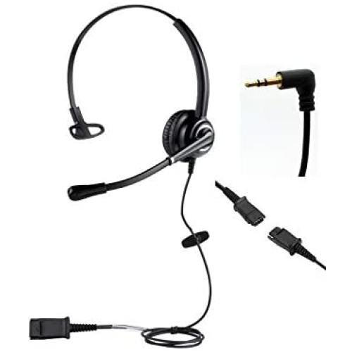 Wired Cell Phone Headset by AvimaBasics | with Noise Canceling Mic and Adjustable Fit Headband for iPhone Samsung Huawei HTC LG ZTE BlackBerry Mobile Phone and Smartphones with 3.5mm Jack