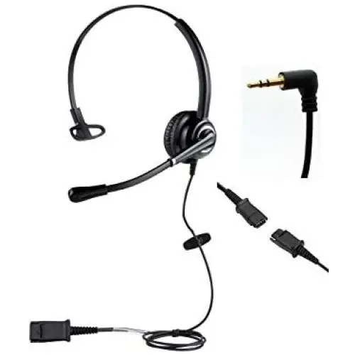 Wired Cell Phone Headset by AvimaBasics | with Noise Canceling Mic and Adjustable Fit Headband for iPhone Samsung Huawei HTC LG ZTE BlackBerry Mobile Phone and Smartphones with 3.5mm Jack