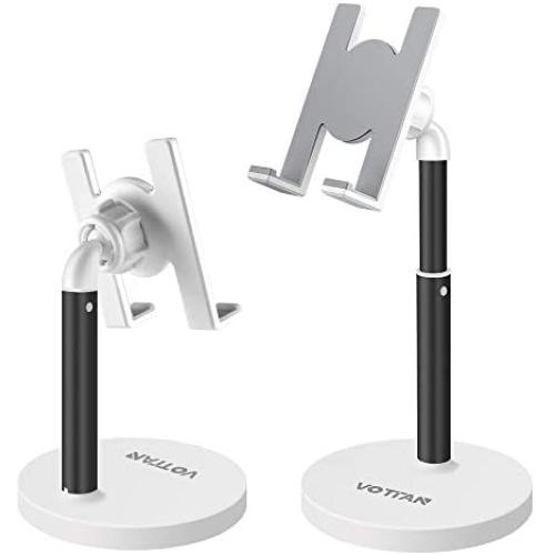 Cell Phone Stand Desktop Phone Stand Adjustable Sturdy Aluminum Metal Phone Holder Cradle Dock, Compatible with Phone 11 Pro Xs Max Xr X 8, iPad, Kindle, Tablet (Black)