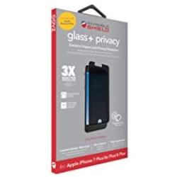 ZAGG InvisibleShield Glass+ Privacy Screen Protector for Apple iPhone 8 Plus, iPhone 7 Plus, iPhone 6s Plus, iPhone 6 Plus – 3X Impact Protection