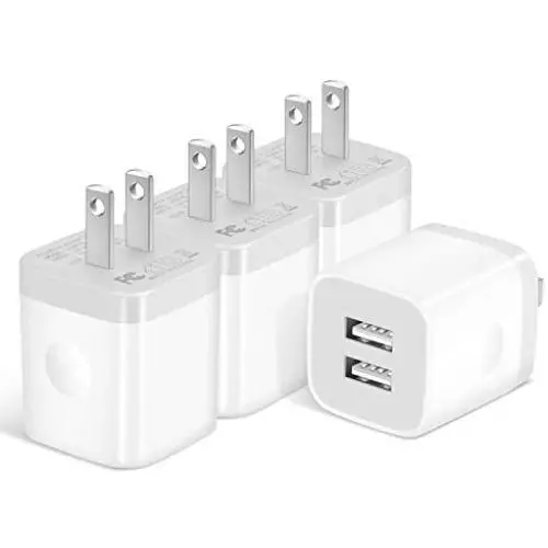 IVELLTARE USB Wall Charger, 4-Pack 2.1A/5V USB Plug Dual Port Charger Block Power Adapter Charging Cube Compatible with iPhone 8/7/6S/6S Plus, X Xs Max XR, Samsung, Android, and More(White) IVELLTARE USB Wall Charger, 4-Pack 2.1A/5V USB Plug Dual Port Charger Block Power Adapter Charging Cube Compatible with iPhone 8/7/6S/6S Plus, X Xs Max XR, Samsung, Android, and More(White)