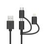 Apple MFI Certified 3-in-1 Cable, Lightning/Type C/Micro USB Cable for iPhone, iPad, Huawei, HTC, LG, Samsung Galaxy, Sony Xperia, Android Smartphones, iPad Pro 2018 and More 3 in 1 Black(3FT)