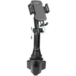 Car-Cup-Holder-Phone-Mount Adjustable Long Pole Automobile Cup Holder Smart Phone Cradle Car Mount for iPhone 11 Pro/XR/XS Max/X/8/7 Plus/6s/Samsung S10 /Note 9/S8 Plus/S7 Edge-Black