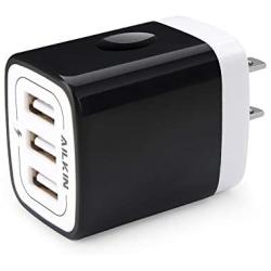 Wall Charger Plug, Ailkin USB Plug Wall, 3MultiPort Home Charger Station Cube Box Charger Outlet Base Brick Block Replacement for iPhone, iPad, and iWatch Charger Plug (Black)