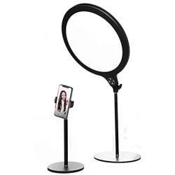 10” Selfie Fill Light with Stand & Cellphone Holder - Round Bi-Color LED Video Light Panel, 3500K-6000K Dimmable Desk Makeup Ring Light, CRI>96 Studio Light for Video Shooting Live Stream Photography