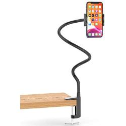 Stainless Steel Gooseneck Cell Phone Holder, Universal 360° Flexible Mobile Phone Stand | Lazy Arm Holder Clamp Mount Bracket Bed Dock for 11 Pro Max Xs X XR 8 Plus S20 S10 Note 20 Note 10