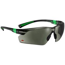 NoCry Work and Sports Safety Sunglasses with Green Tinted Scratch Resistant Wrap-Around Lenses and No-Slip Grips, UV 400 Protection. Adjustable, Black & Green Frames