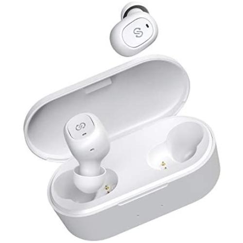 SoundPEATS True Wireless Earbuds 5.0 Bluetooth Headphones in-Ear Stereo Wireless Earphones with Microphone Binaural Calls, One-Step Pairing, Total 35 Hours, TrueFree Plus - White