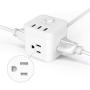 Power Strip with usb ports JSVER USB Power Strip, 4.92 Ft Extension Cord with 3 Outlets 3 USB Ports, power cube with usb for Travel, Home, Office, Phones, iPhone X/XS/XR, Tablets, Cruise Ship (White)