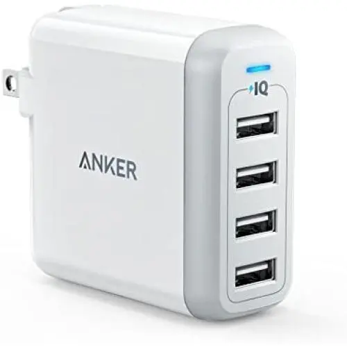 Anker 40W 4-Port USB Wall Charger with Foldable Plug, PowerPort 4 for iPhone 11/XS/XS Max/XR/X/8/7/6/Plus, iPad Pro/Air 2/Mini 4/3, Galaxy/Note/Edge, LG, Nexus, HTC, and More Anker 40W 4-Port USB Wall Charger with Foldable Plug, PowerPort 4 for iPhone 11/XS/XS Max/XR/X/8/7/6/Plus, iPad Pro/Air 2/Mini 4/3, Galaxy/Note/Edge, LG, Nexus, HTC, and More