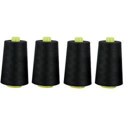 4 SPOOLS of 6000 Yards Polyester Sewing Thread for Sewing Machine All Purpose Premium Quality Thread (Black)