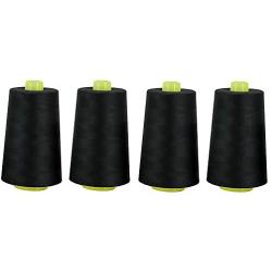 4 SPOOLS of 6000 Yards Polyester Sewing Thread for Sewing Machine All Purpose Premium Quality Thread (Black)