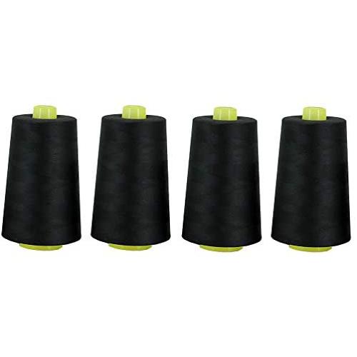 4 SPOOLS of 6000 Yards Polyester Sewing Thread for Sewing Machine All Purpose Premium Quality Thread (Black)