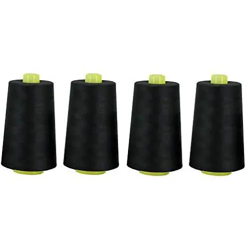 4 SPOOLS of 6000 Yards Polyester Sewing Thread for Sewing Machine All Purpose Premium Quality Thread (Black) 4 SPOOLS of 6000 Yards Polyester Sewing Thread for Sewing Machine All Purpose Premium Quality Thread (Black)