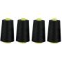 4 SPOOLS of 6000 Yards Polyester Sewing Thread for Sewing Machine All Purpose Premium Quality Thread (Black)