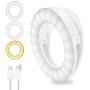 Selfie Ring Light,40 LEDs USB Rechargeable Portable Clip-on Selfie Fill Light,3 Light Modes LED Circle Light for Smart Phone Photography, Camera Video, Girl Makes up (White)