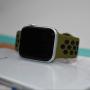 SMEECO Compatible with Apple Watch Replacement Band 44mm 42mm Sport Breathable Silicone Wrist Straps Compatible with iWatch Series 5/4/3/2/1(Olive Green/Black,Large)