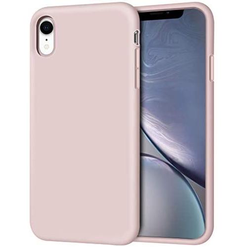iPhone XR Case, Anuck Soft Silicone Gel Rubber Bumper Phone Case with Anti-Scratch Microfiber Lining Hard Shell Shockproof Full-Body Protective Case Cover for Apple iPhone XR 6.1" 2018 - Pink Sand