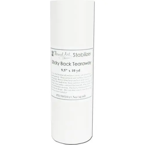 Threadart Sticky Back Tearaway Embroidery Stabilizer | 9.5" x 10 yd Roll | For Machine Embroidery | Also Available Over 20 Additional Styles of Cutaway, Washaway, Tearaway, Sticky in Rolls and Precut Sheets Threadart Sticky Back Tearaway Embroidery Stabilizer | 9.5" x 10 yd Roll | For Machine Embroidery | Also Available Over 20 Additional Styles of Cutaway, Washaway, Tearaway, Sticky in Rolls and Precut Sheets