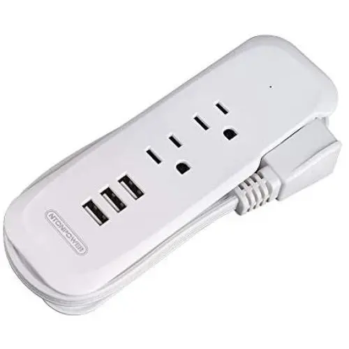 Small Power Strip with USB - NTONPOWER 2 Outlets 3 USB Portable Desktop Charging Station with 15 inches Wrapped Short Extension Cord, Travel Power Strip for for Hotel, Cruise, Home and Office - White Small Power Strip with USB - NTONPOWER 2 Outlets 3 USB Portable Desktop Charging Station with 15 inches Wrapped Short Extension Cord, Travel Power Strip for for Hotel, Cruise, Home and Office - White