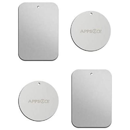 Metal Plate with 3M Adhesive Back for Magnetic Car Mount Cell Phone Holder GPS and Tablet Holder (2 Rectangle & 2 Round) (Sliver)