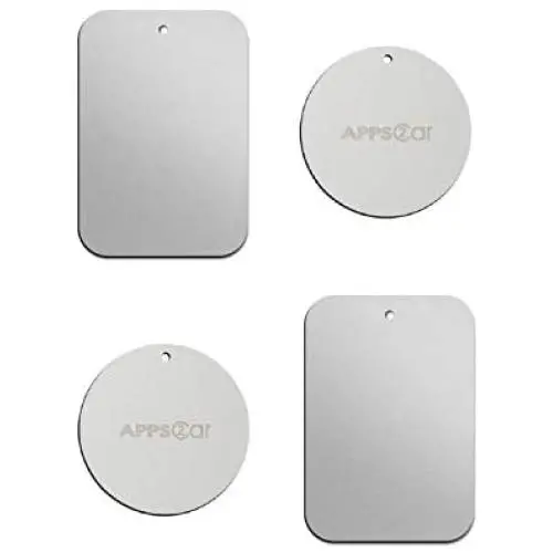 Metal Plate with 3M Adhesive Back for Magnetic Car Mount Cell Phone Holder GPS and Tablet Holder (2 Rectangle & 2 Round) (Sliver) Metal Plate with 3M Adhesive Back for Magnetic Car Mount Cell Phone Holder GPS and Tablet Holder (2 Rectangle & 2 Round) (Sliver)