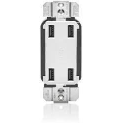 Leviton USB4P-W 4.2-Amp High Speed 4-Port USB Charger, White