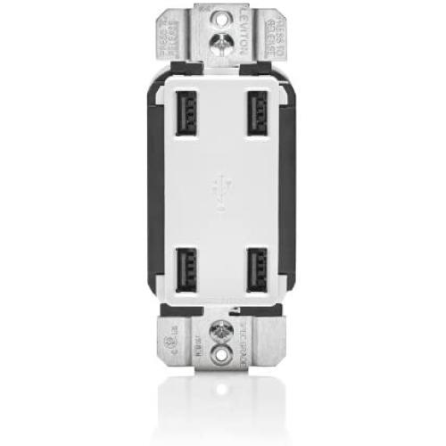 Leviton USB4P-W 4.2-Amp High Speed 4-Port USB Charger, White