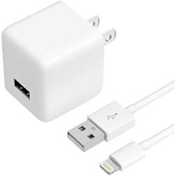 USB Wall Charger iPhone Adapter by TalkWorks | 12W/2.4A | Includes 5ft Lightning Cable Apple MFI Certified For iPhone 11, 11 Pro/Max, XS/Max, XR, X, 8, 7, 6, SE, 5, iPad, iPod, AirPods, Watch - White