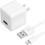 USB Wall Charger iPhone Adapter by TalkWorks | 12W/2.4A | Includes 5ft Lightning Cable Apple MFI Certified For iPhone 11, 11 Pro/Max, XS/Max, XR, X, 8, 7, 6, SE, 5, iPad, iPod, AirPods, Watch - White
