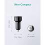 Car Charger Adapter, AUKEY iPhone Charger, Dual Ports for Both (Type C/USB-C) PD and (USB A) QC3.0, 18W Each 36W Altogether, Compatible with All iPhone/Samsung/Android